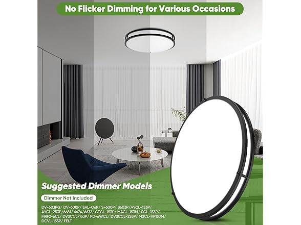 TOBUSA Ceiling Light 18" Matte Black
