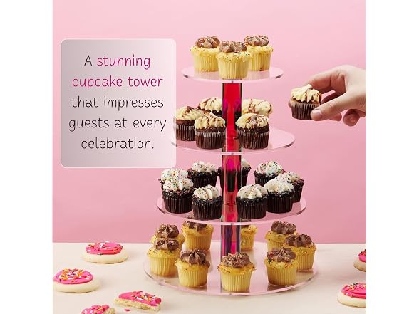 4-Tier Red Acrylic Cupcake Stand – 12" - Gallery 3