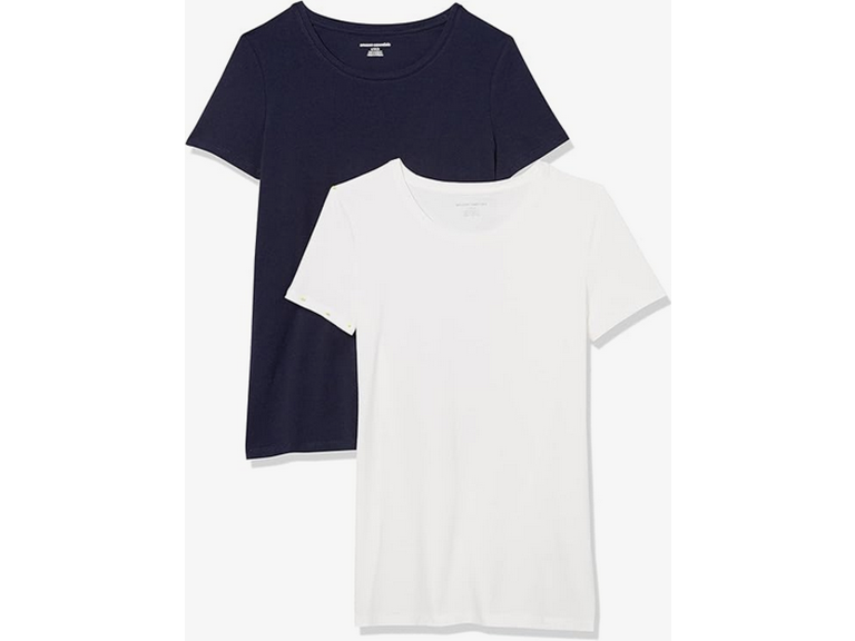 Amazon Essentials Women's Regular-Fit Short-Sleeve Crewneck T-Shirt, Pack of 2, Navy/White, XX-Large