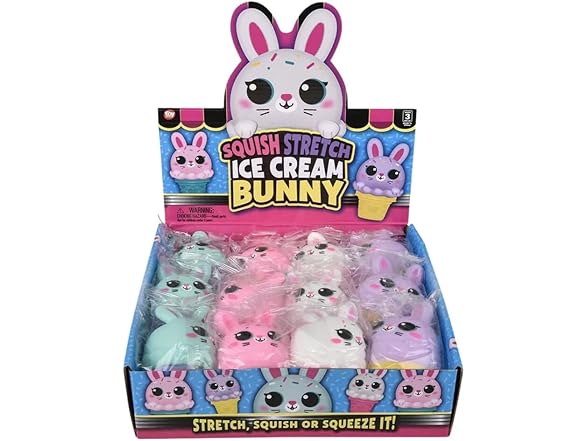 Assorted Color Squish & Stretch Easter Ice Cream Bunny