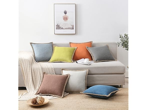 Set of 2 Burlap Linen Pillow Covers