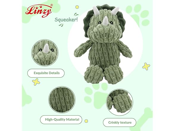 Linzy Plush Dinosaur Dog Toy