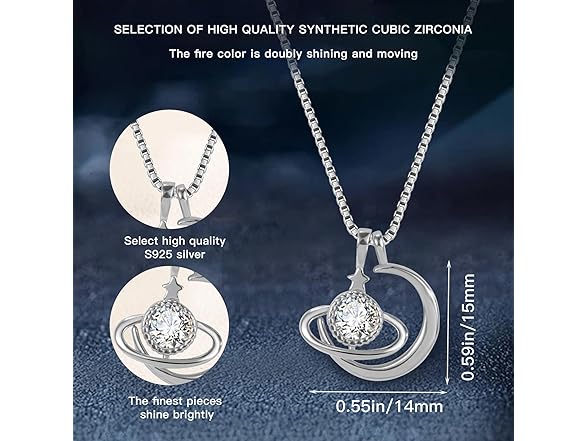 Onlyfine Moon Star Necklace White gold