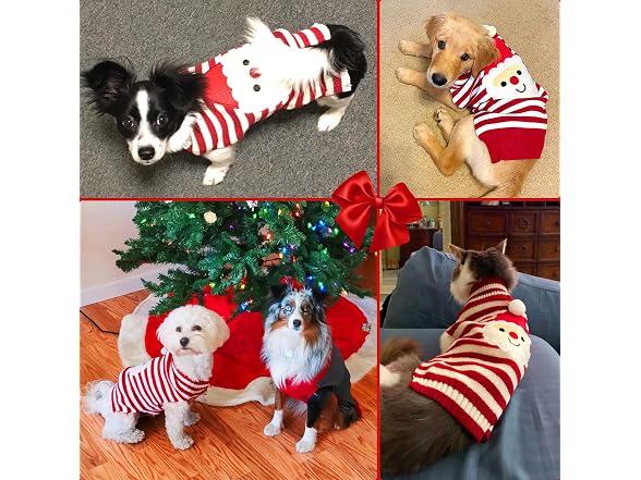 Dog Christmas Sweater Xmas Dog Holiday Red W