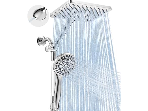 Dual Handheld Shower Head Combo, 2-In-1