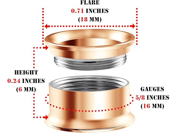 Pair of Internally Threaded Anodized Gauge
