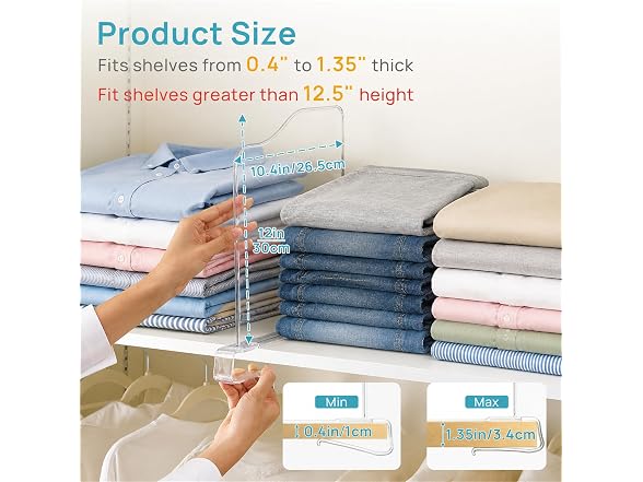 Vtopmart 12" x 11.7" Deep Shelf Dividers 12 Pack