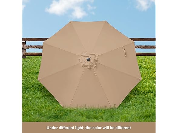 HealSmart 9ft Patio Umbrella with Push Button Tilt/Crank, Tan
