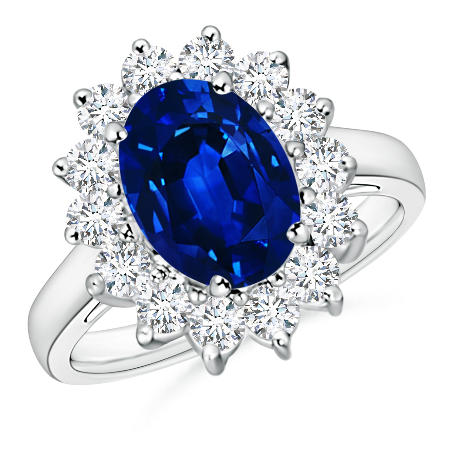 Blue Sapphire Halo Cocktail Ring - Gallery 2