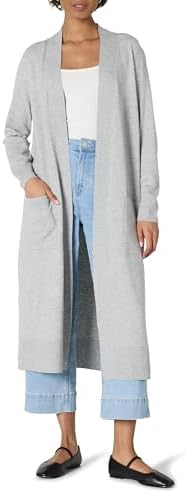 Amazon Essentials Women's Regular Fit Lightweight Duster Length Cardigan Sweater, Medium Grey Heather, X-Large