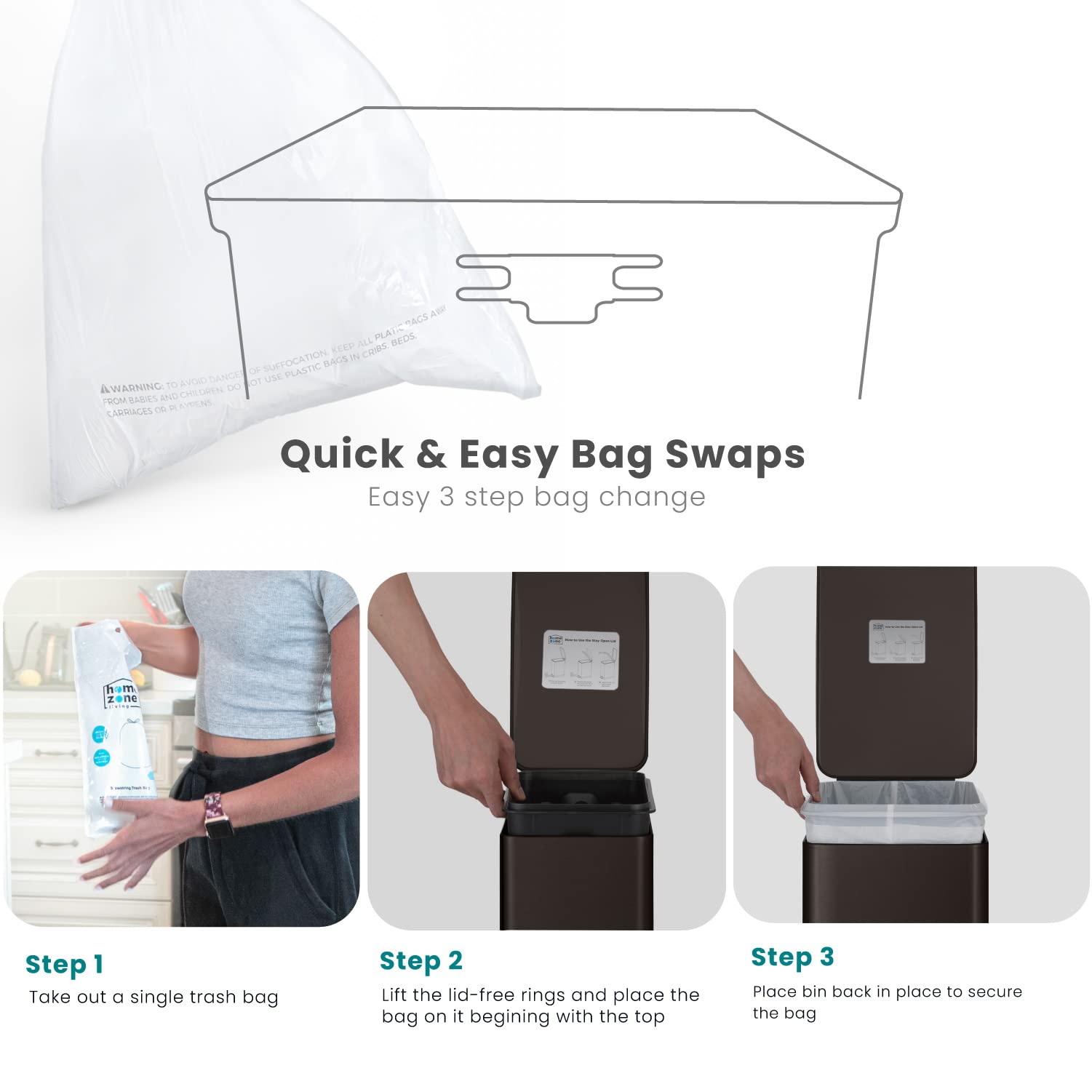 8 & 2.5 Gallon Slim Trash Can Set - Gallery 9