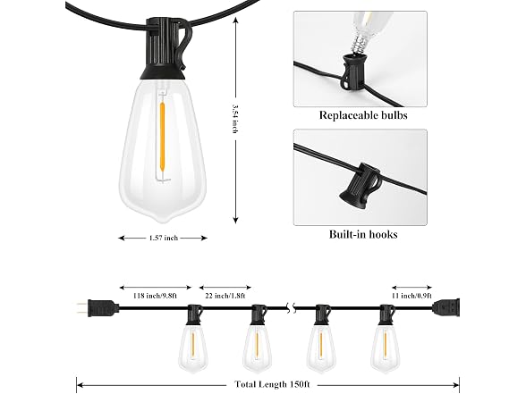 Brightever 150FT Outdoor String Lights