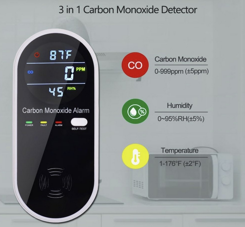 3-in-1 Carbon Monoxide w/Temp & Humidity Detector - Gallery 11