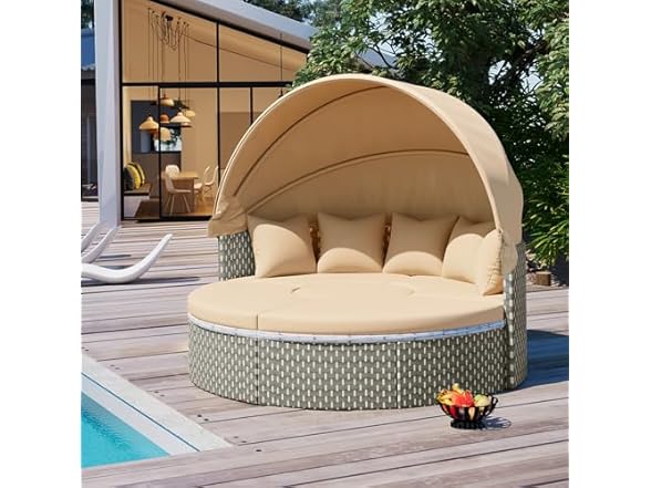Merax Patio Furniture Round Outdoor Sectional Sofa Set