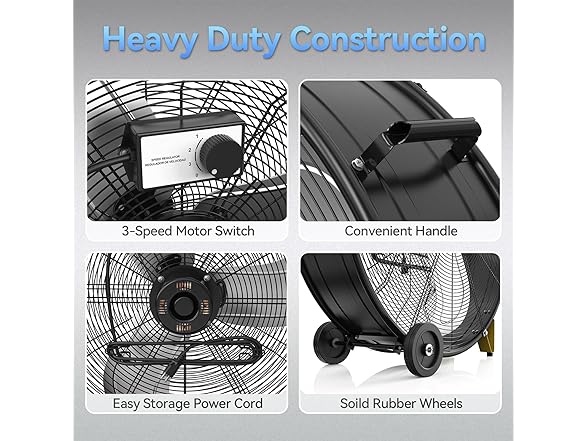 CCGIRU 13000 CFM 30" High Velocity Industrial Drum Fan, 3-Sp (Open Box)