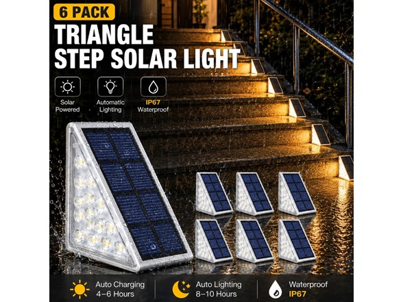 Infinite Basics 6-Pack Triangle Solar Step Lights Outdoor