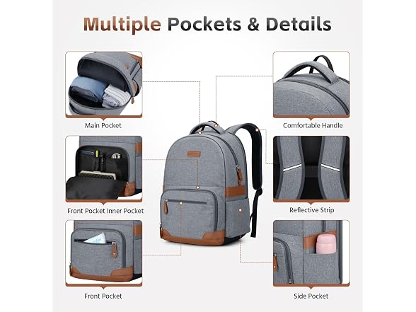 RealCool 15.6-17.3" Laptop Backpack, 31L Water Resistant Travel Bag