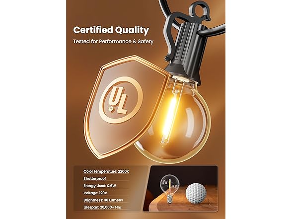 Brightown 109Ft LED Outdoor String Light
