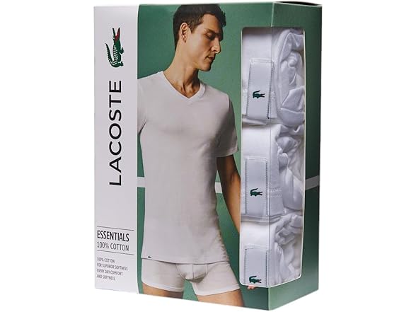 Lacoste Men's V-Neck Undershirt 3-Pack