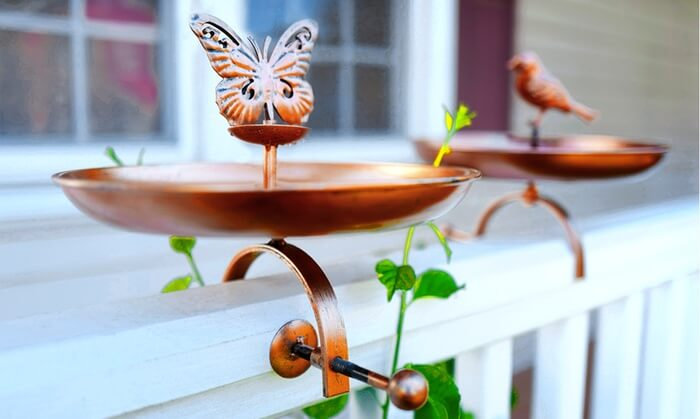 Copper Bird & Butterfly Bird Bath & Water Oasis - Gallery 22