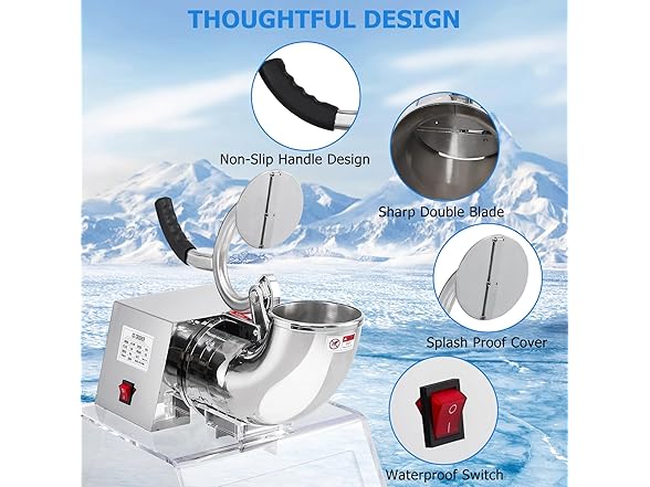 Aprafie Commercial Ice Crusher Shaver Snow Cone Maker