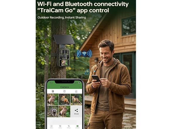 FKPCAM Trail Camera Solar WiFi 4K 64MP