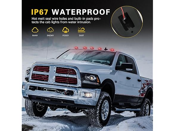 Generic Red LED Cab Lights Smoke Lens