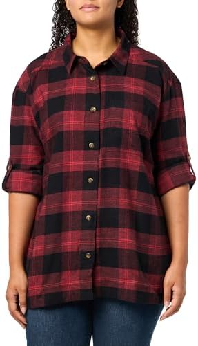 Columbia Women's Holly Hideaway Flannel Shirt, Daredevil Buffalo Tartan, Small