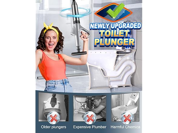 Plunger Toilet, Drain Clog Remover Tools, High Pre