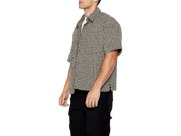 Forever 21 Men (L) Textured Geo Shirt