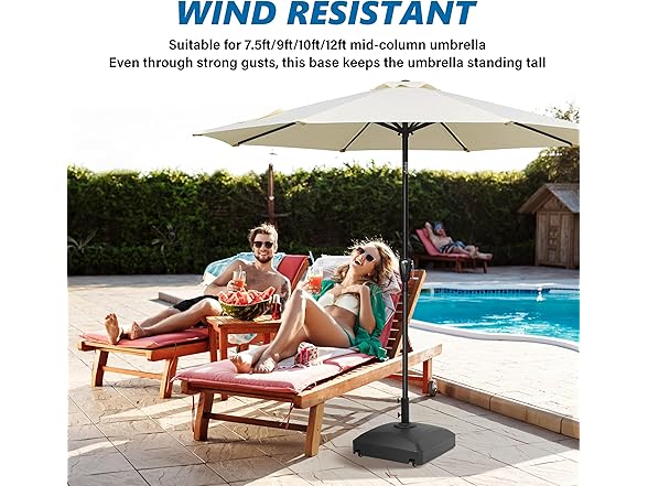 Simple Deluxe 125lb Capacity Fillable Mobile Patio Umbrella Base