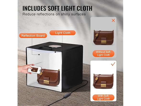 Photo Studio Light Box, 12" x 12", 3000-5600K