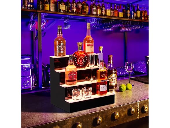 16'' LED Lighted Liquor Bottle Shelf, 4 Tier 