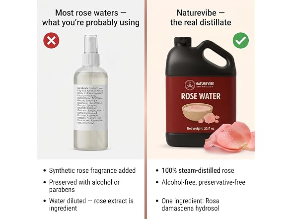 Naturevibe Botanicals Pure Rose Water Toner 32 oz
