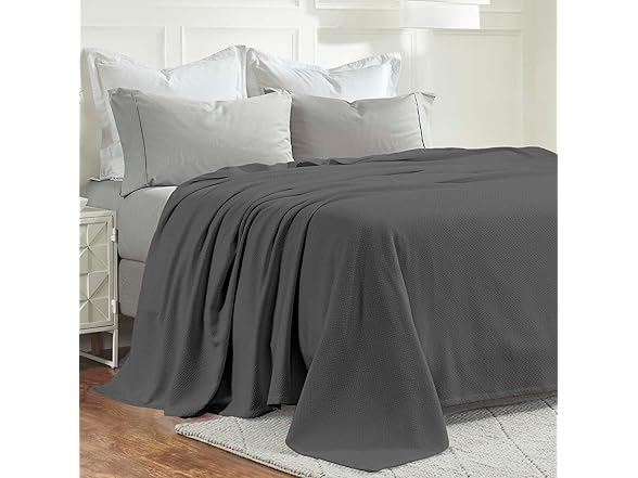 Superior Nobel Cotton Chevron Blanket, King, Charcoal
