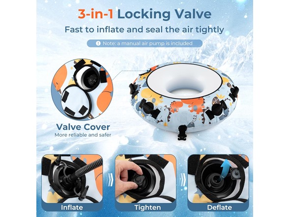 Goplus Snow Tube, 52" Inflatable Snow Sled