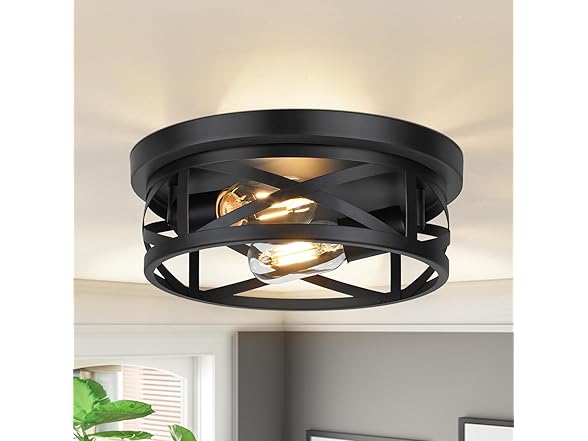 Bosceos 2-Light Flush Mount Ceiling Light Fixtures, 2-Pack Farmhouse