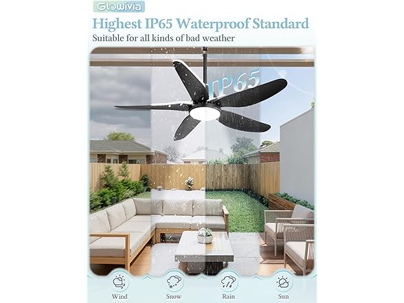 Glowivia Outdoor Ceiling Fan with Lights