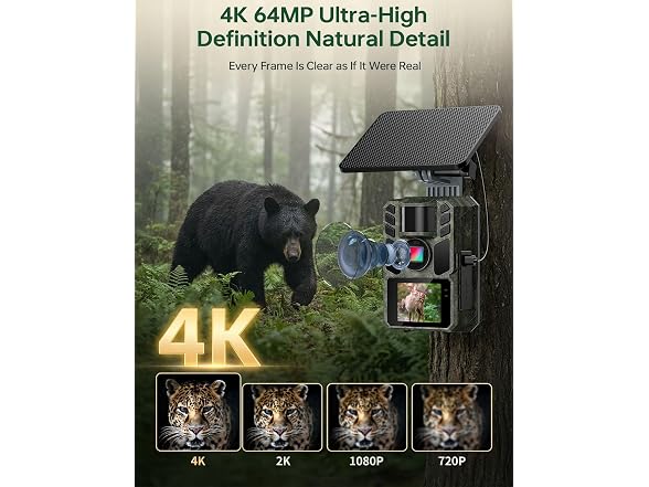 FKPCAM Trail Camera Solar WiFi 4K 64MP