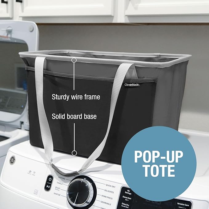 CleverMade Collapsible Tote MAX- Charcoal Gray 2Pk - Gallery 10