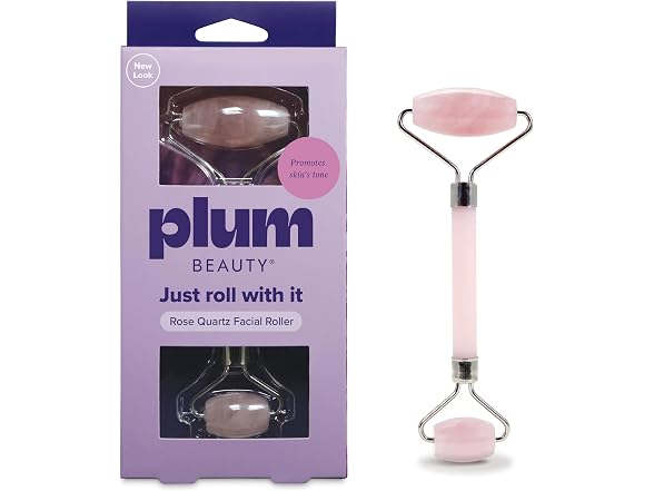 plusOne Plum Beauty Rose Quartz Facial Roller