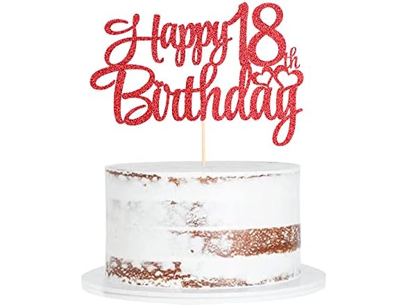 Qertesl Red 18th Birthday Cake Topper