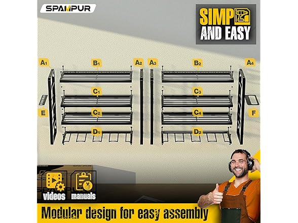 Garage Power Tool Organizer with Shelves
