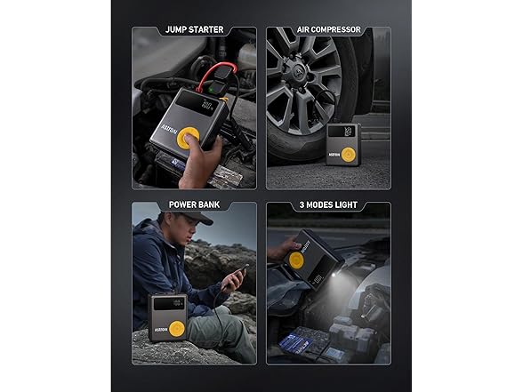 AstroAI Portable Jump Starter w/ Air Compressor