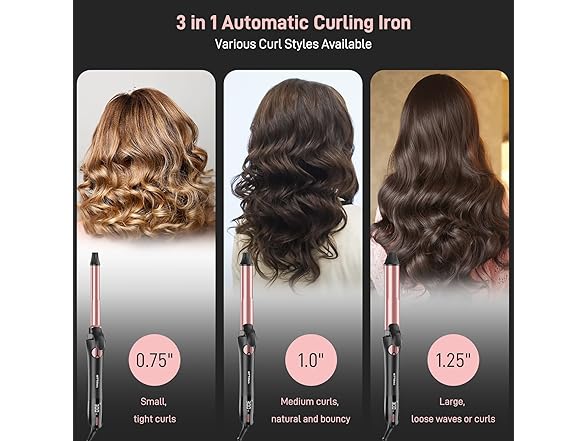HITTIONA Rotating Curling Iron - 3 in1 Automatic Curling Iron