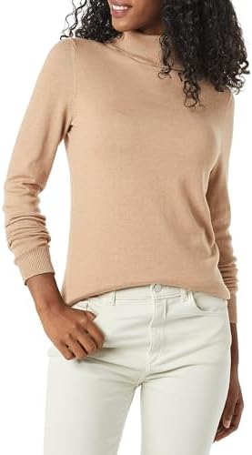 Amazon Essentials Women's Classic-Fit Lightweight Long-Sleeve Turtleneck Sweater (Available in Plus Size), Taupe Heather, XX-Large