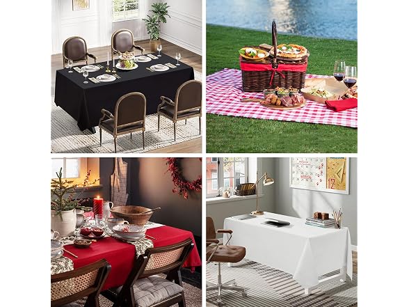 ABCCANOPY 2 Pack Rectangle Polyester Tablecloth Balck