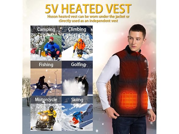 Hoson Men (M) Heated Heating Zones Electric Vest