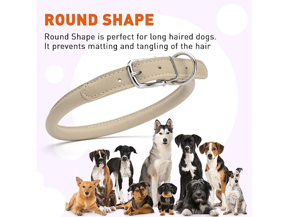 Dogline Rolled Leather Dog Collar