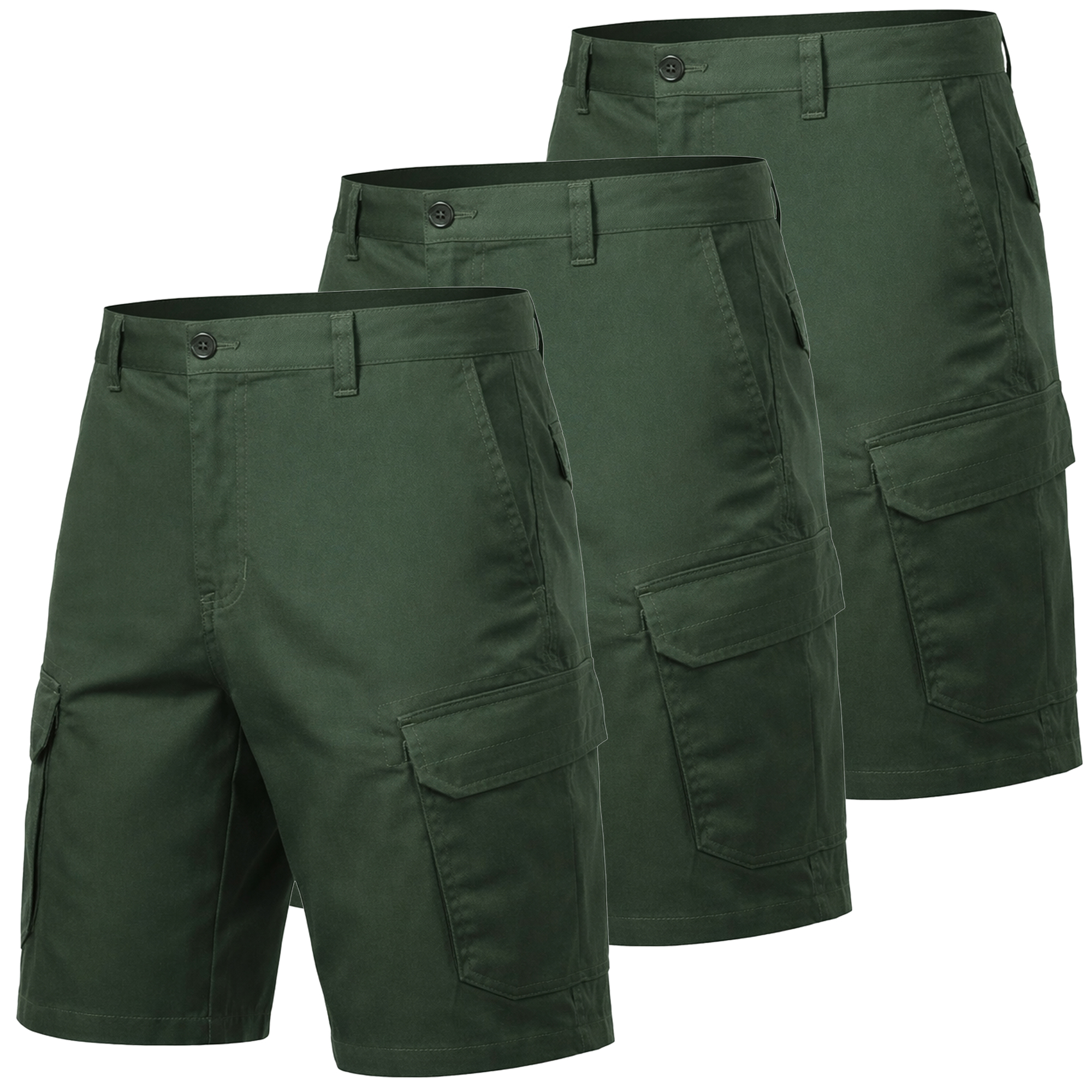 3Pk Mens Cotton Stretch Cargo Shorts - Gallery 25